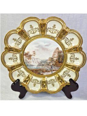 Royal Crown Derby Edwin Trowell Hand Painted Cabinet Plate Doverdale c1880s
